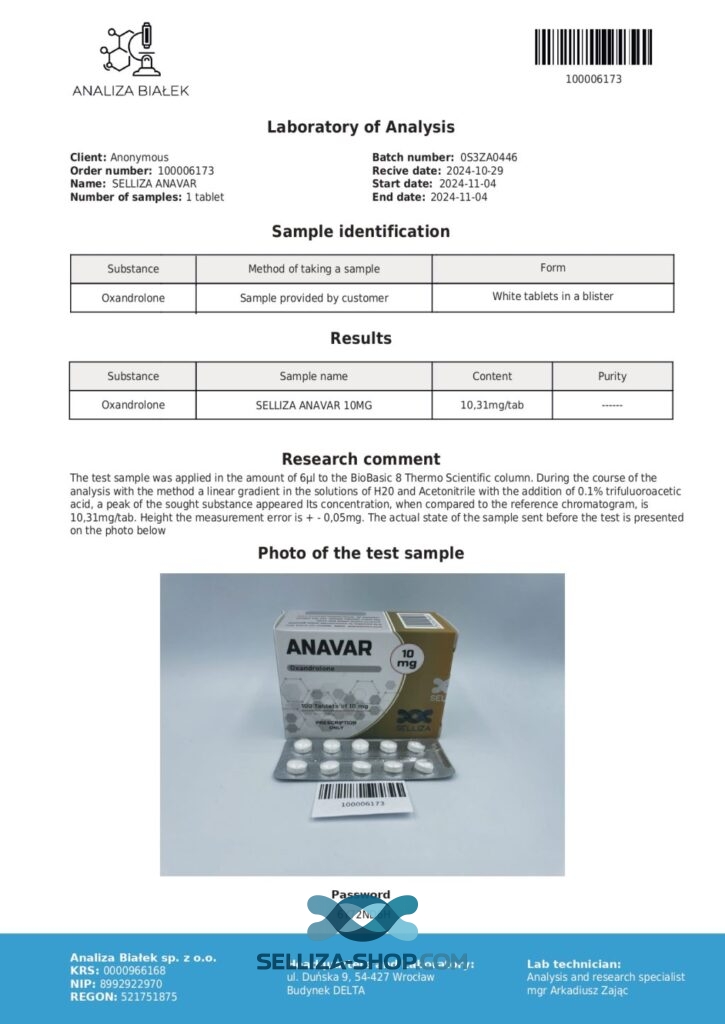 Anavar Selliza Pharma Oxandrolone