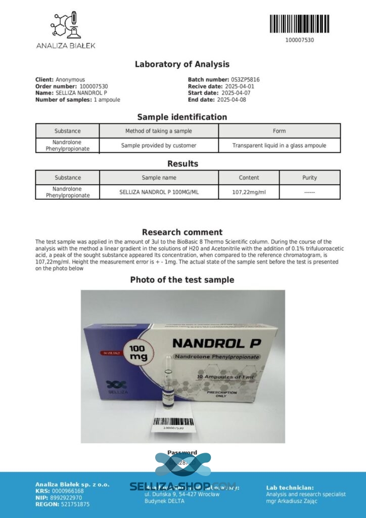 Nandrol P Selliza Pharma Nandrolone Phenylpropionate